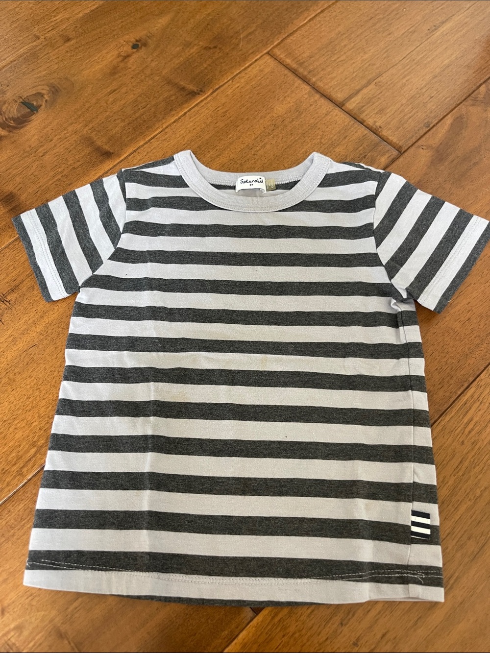 Splendid Gray & White Striped Short-Sleeve Kids Tee- Flaws noted